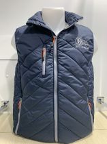 F / Doudoune légère marine à capuche dans le col