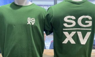 H / Tee shirt SGXV Gros logo dos vert 