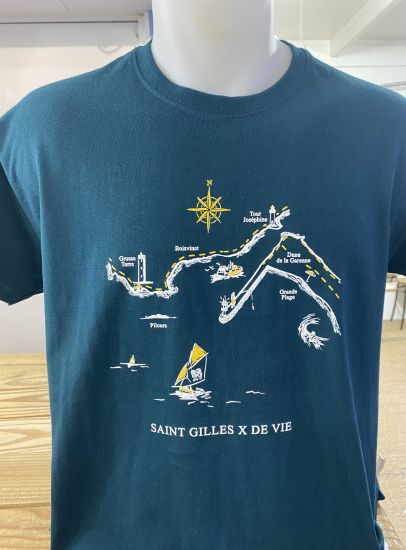 H/ Tee shirt LITTORAL COL ROND bleu pétrole