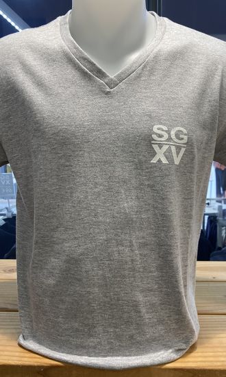 H / Tee shirt SGXV COL V Basic logo poitrine gris 