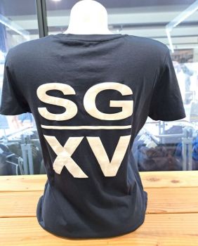 F / Tee shirt Classique Col V Gros logo dos bleu marine