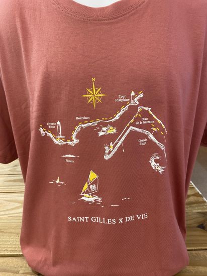 H / Tee shirt LITTORAL COL ROND Vieux Rose 