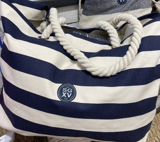 Sac de plage Cabas NAUTICAL Coton cordelettes