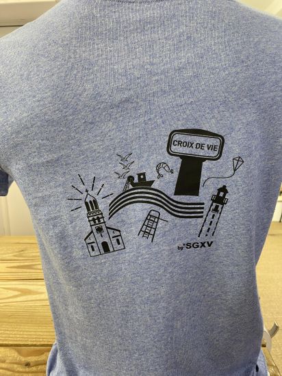H / T ee shirt SGXV CROIX DE VIOTS Light Heather BLUE