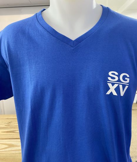 H / Tee shirt Basique col V LIGHT BLUE ROYAL